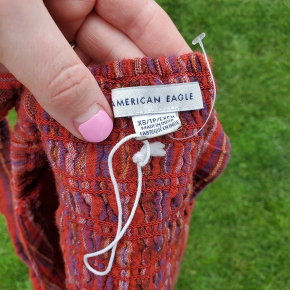 NWT American Eagle Cropped Corset Top Size XS Red Striped - Picture 2 of 13